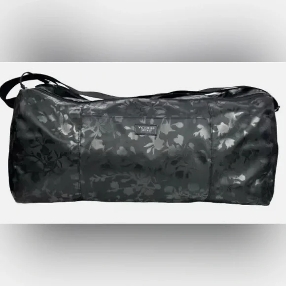 NWT Victoria's Secret Black Floral Duffle Bag - Picture 4 of 6